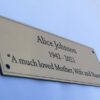 Personalised memorial bench plaque