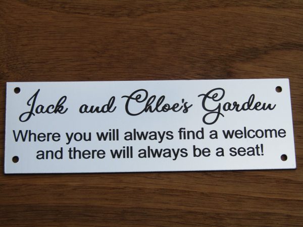 Garden bench plaque