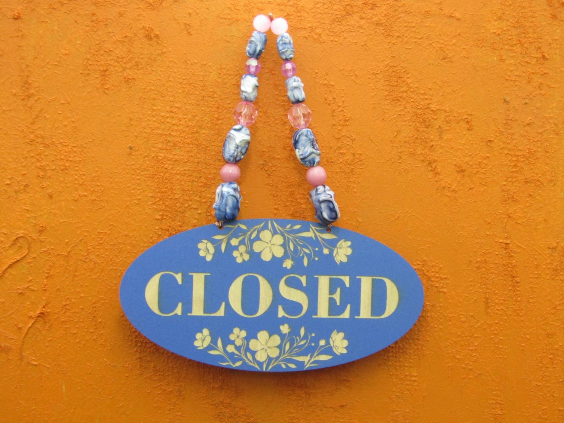 Blue Floral Open Closed Shop Sign Blue Floral Open Closed Shop Sign
