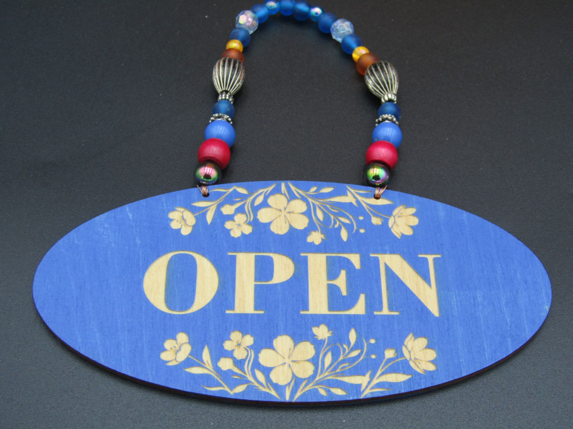 Blue Floral Open Closed Shop Sign Blue Floral Open Closed Shop Sign