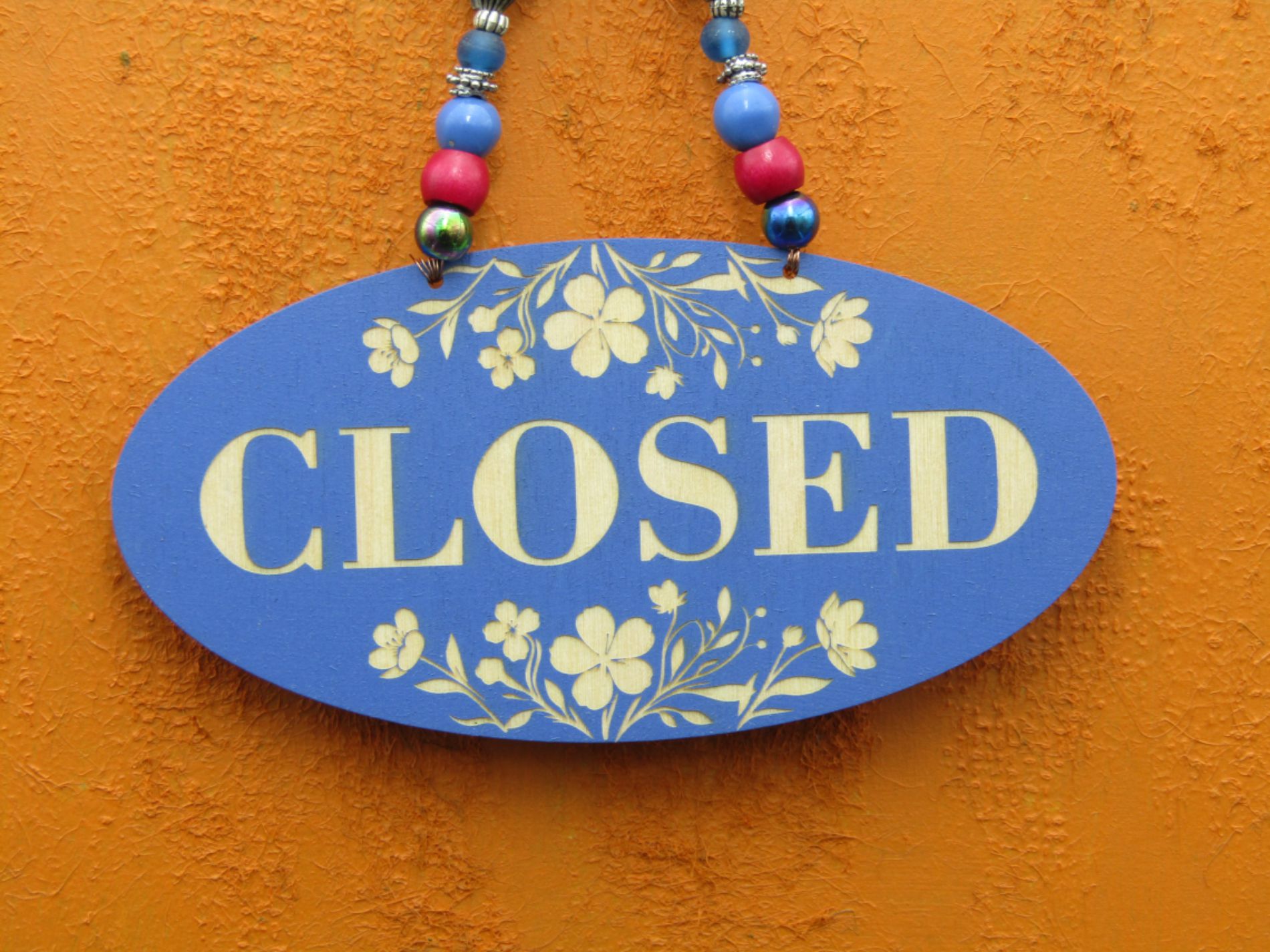 Blue Floral Open Closed Shop Sign Blue Floral Open Closed Shop Sign - Image 4