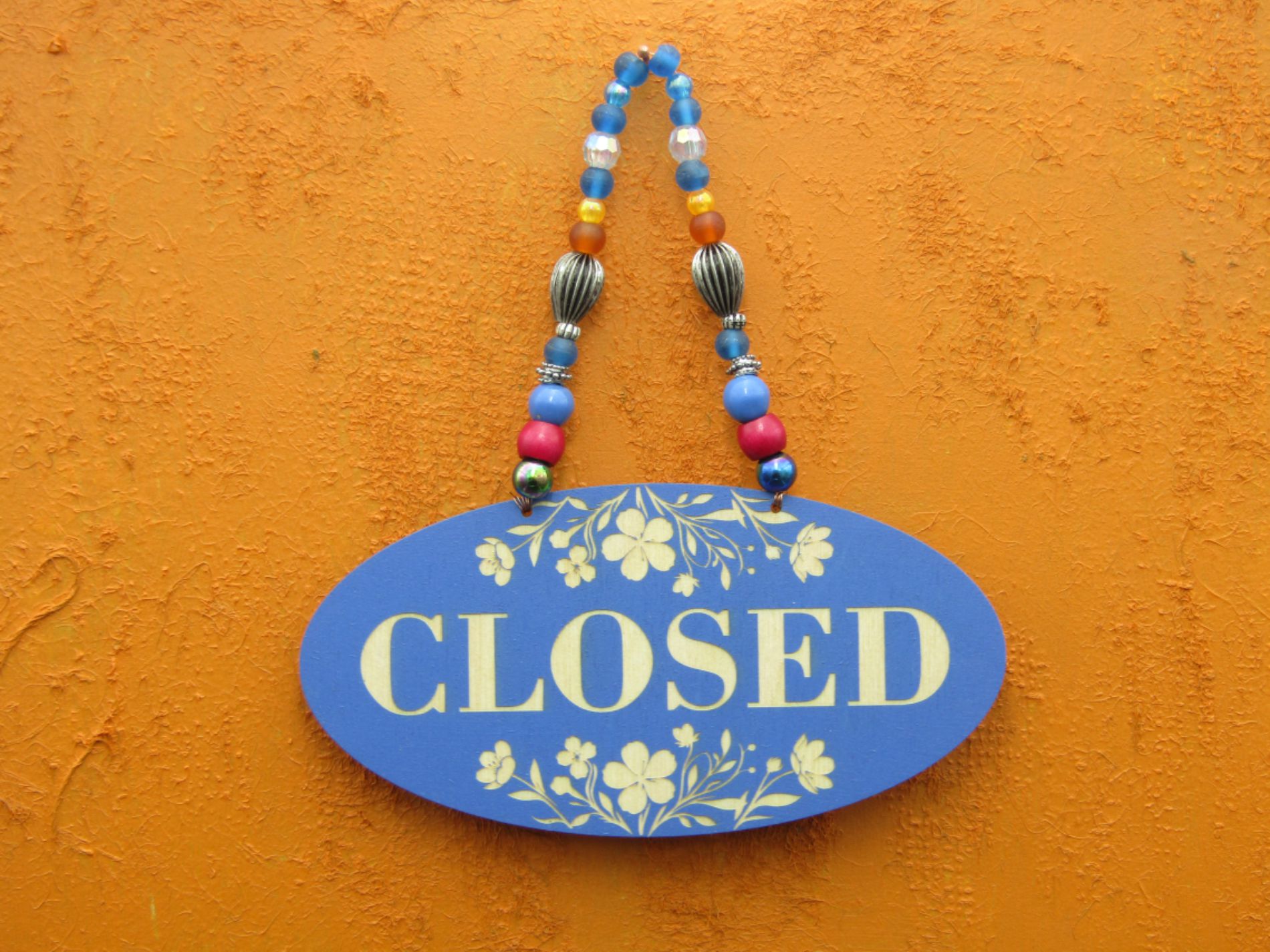 Blue Floral Open Closed Shop Sign Blue Floral Open Closed Shop Sign - Image 3