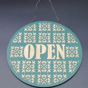 Folk Style Open-Closed Shop Sign- perfectly sized at 15cm