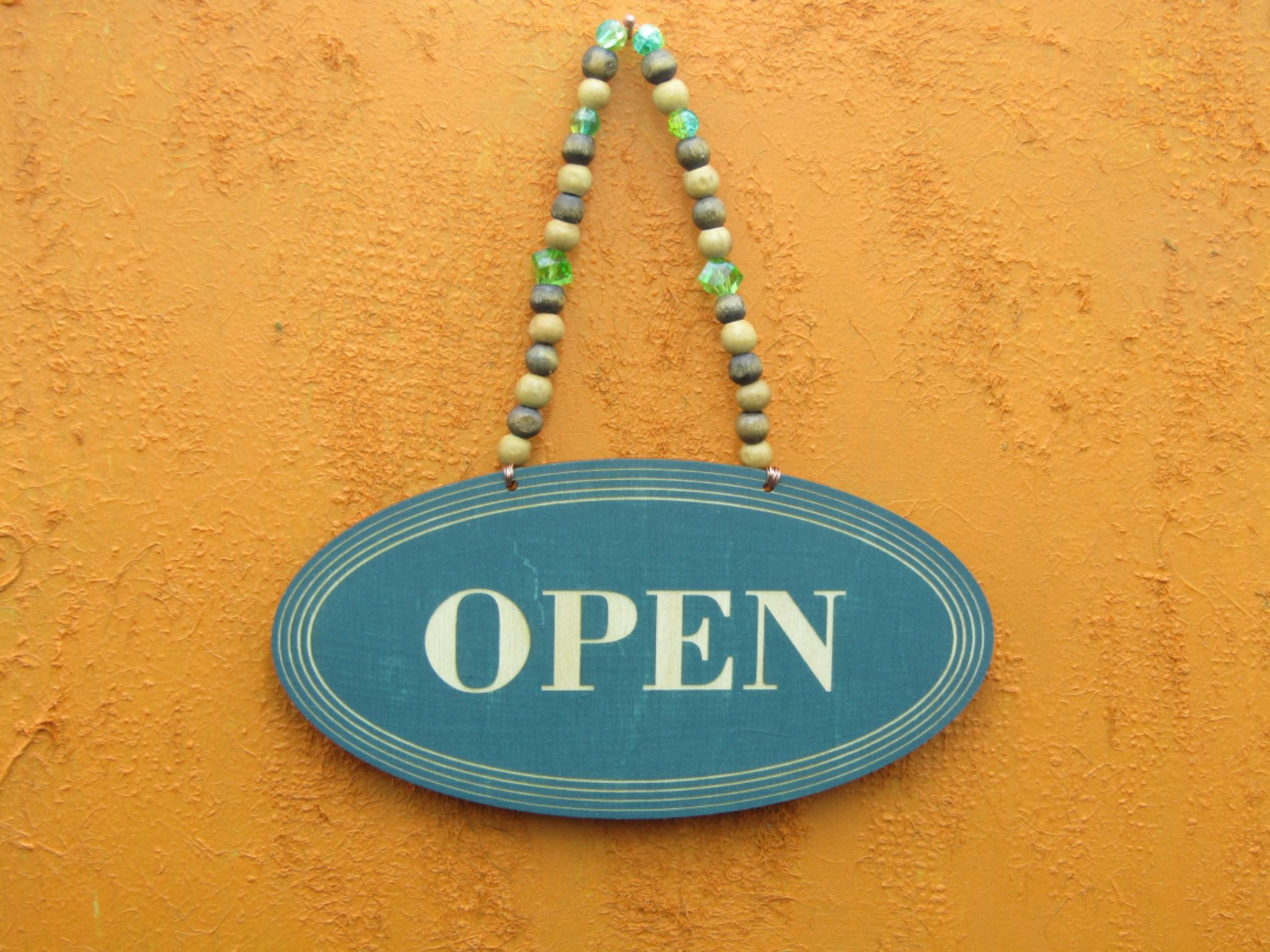 Open Closed Shop Sign-Forest Green with Wood Beads Open Closed Shop Sign-Forest Green with Wood Beads - Image 2